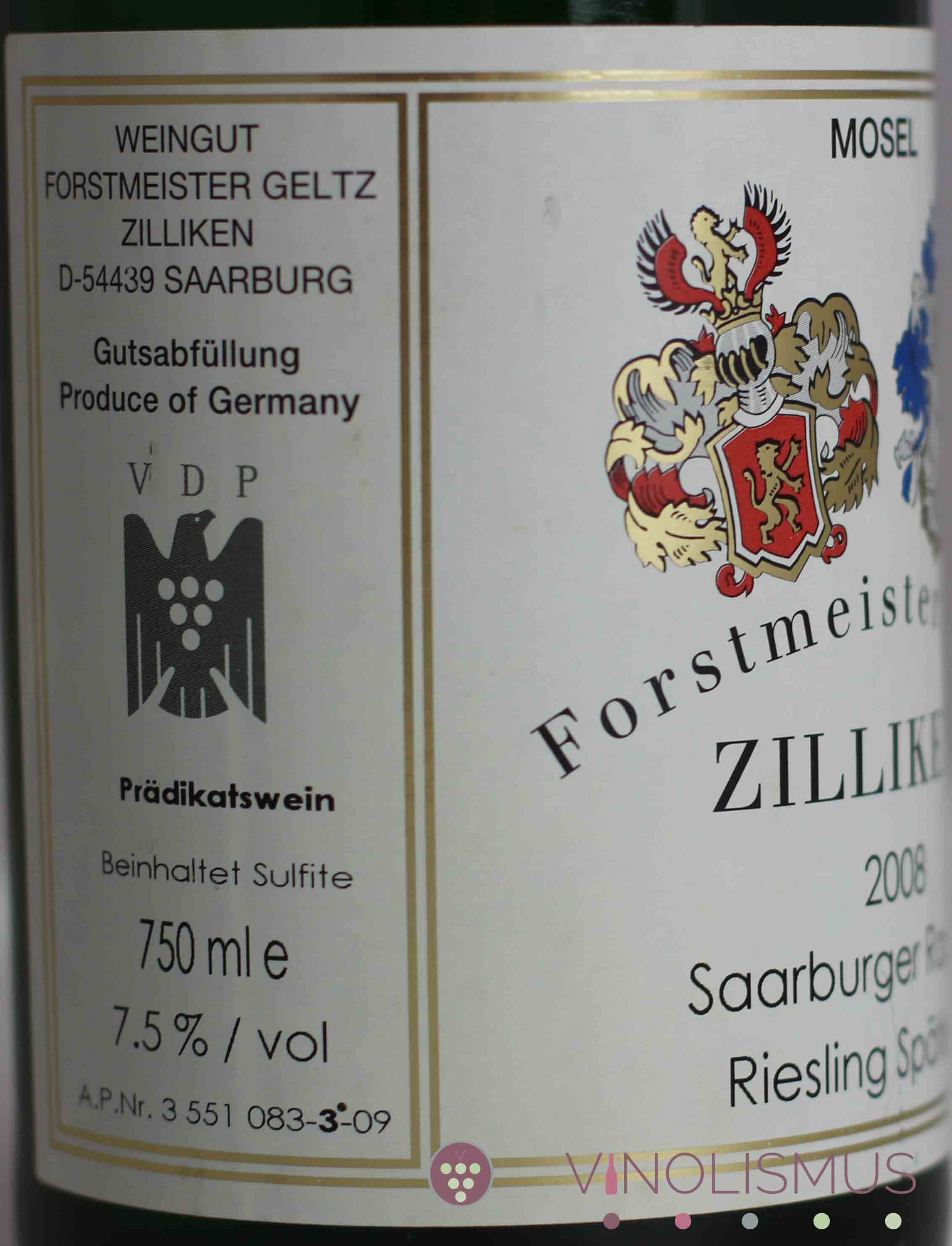 Forstmeister Geltz Zilliken | Riesling Spätlese 2008 - Rausch