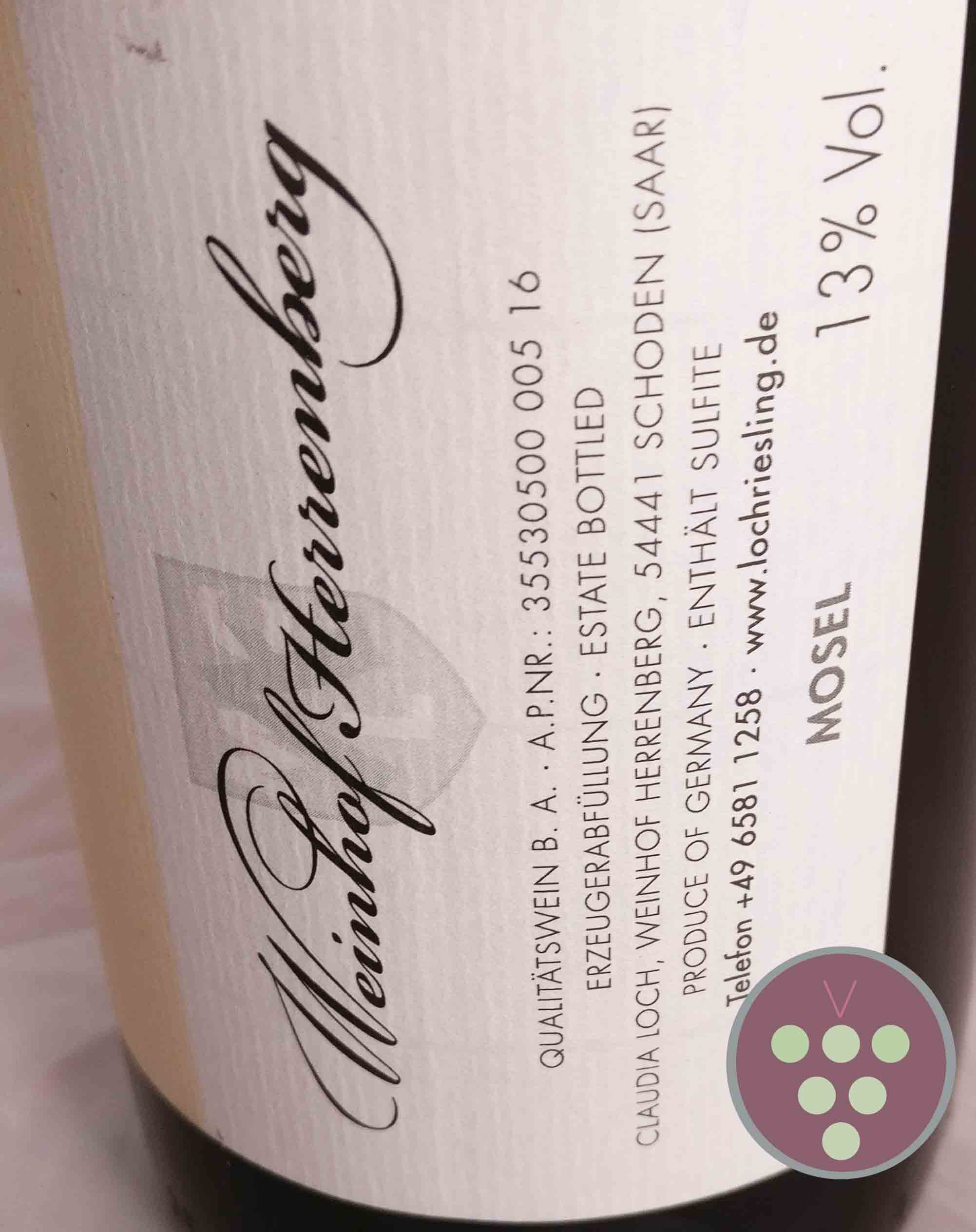 Weinhof Herrenberg - Loch | "Cruv" Riesling Qualitätswein 2015 - Schodener Herrenberg