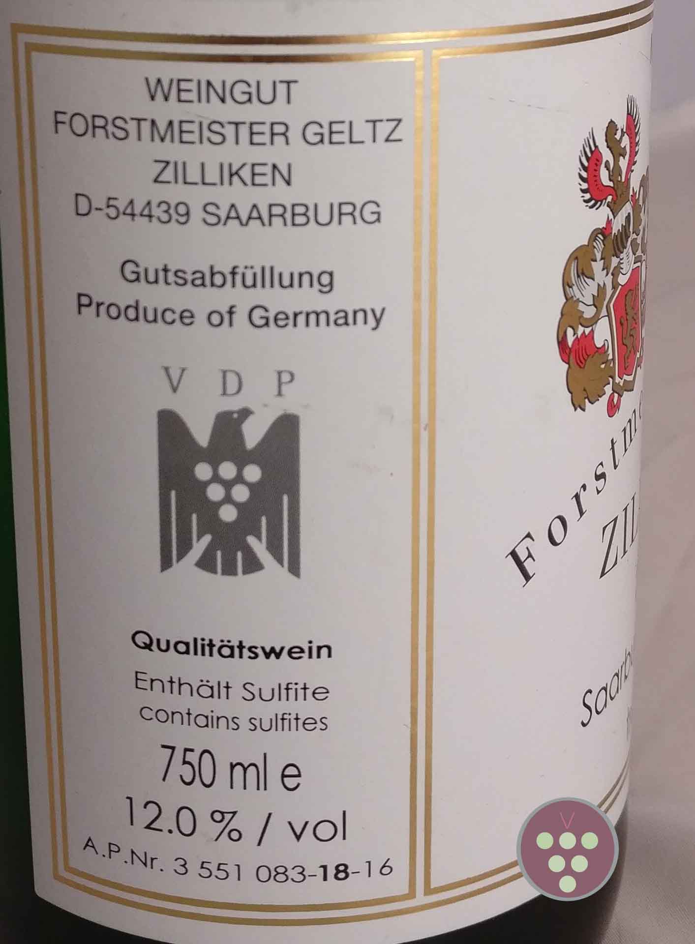 Forstmeister Geltz Zilliken | Riesling Qualitätswein 2016 -Saarburg Riesling