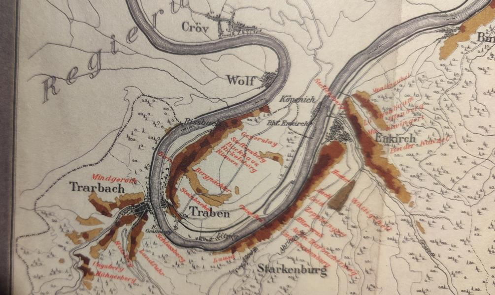 Weinbau-Karte Mosel Bezirk Koblenz (2. Auflage von 1908, inkl. Einzellagen)